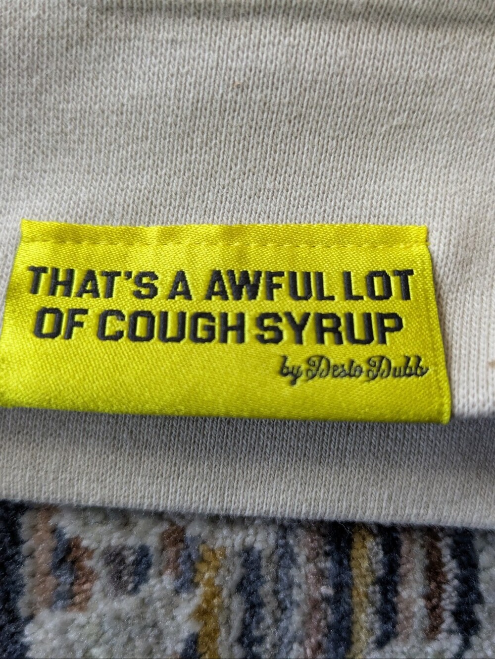 NWOT That's A Awful Lot Of Cough Syrup Desto Dubb Hoodie Cream Sz S - Picture 3 of 6